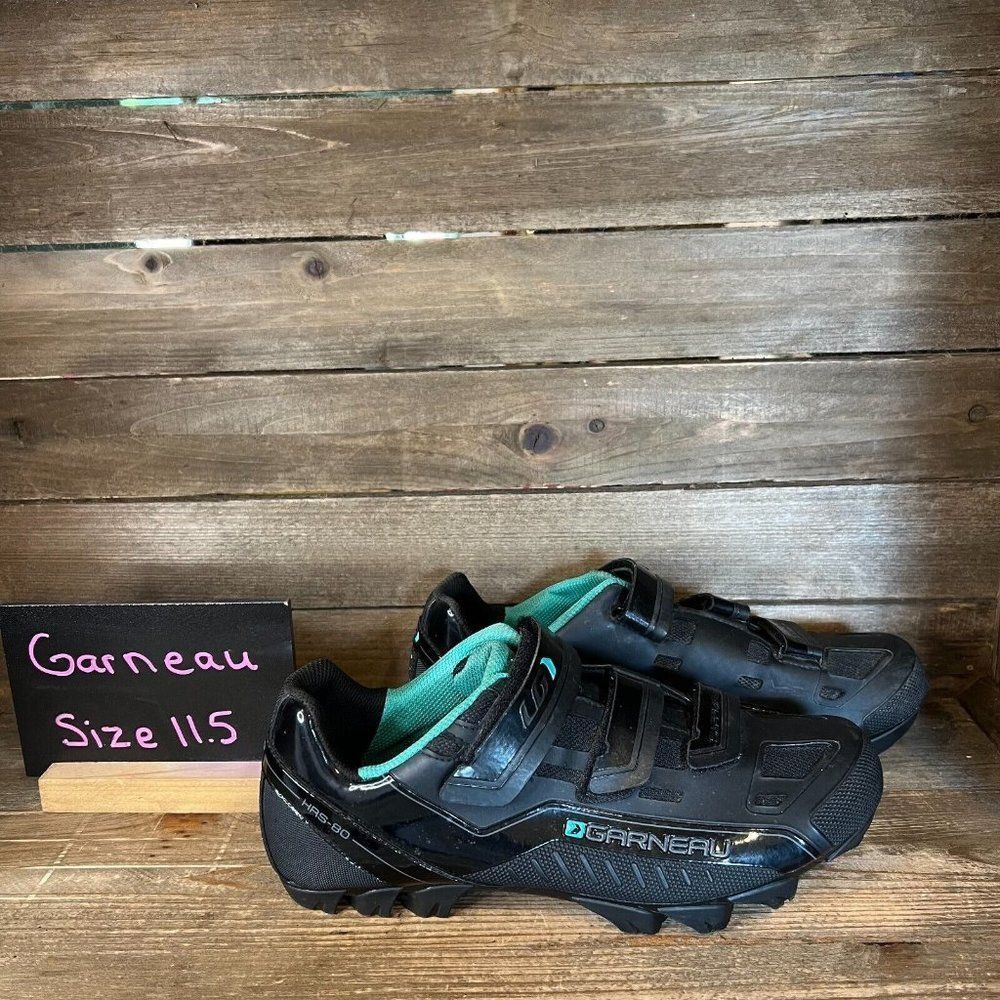 Womens Louis Garneau Sapphire HRS-80 Black Teal Cycling Bike Shoes Size 11.5 GUC